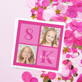 Shock rosa Girl Photo Collage Anpassningsbar Födel Pappersservett