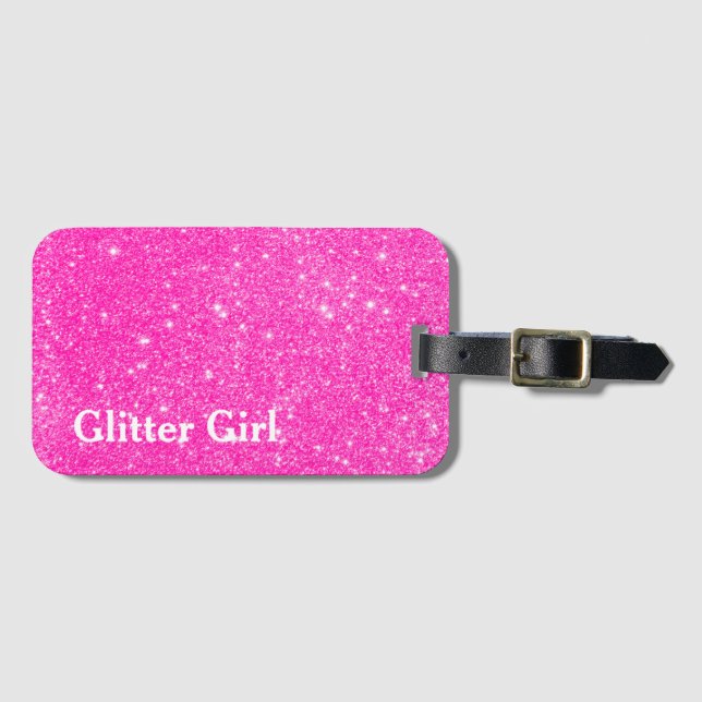 Shock rosa Girl Show Your Gnistra Bagagebricka (Framsida horisontal)