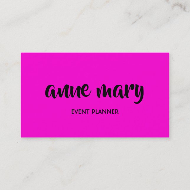 Shock rosa Girly Calligraphy Event Planner-Trendig Visitkort (Framsida)