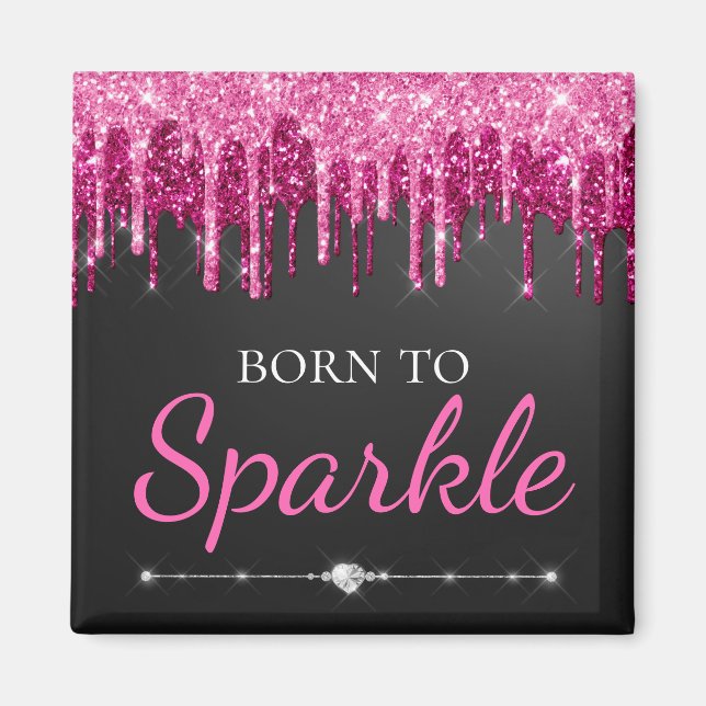 Shock rosa Glam - droppning Glitter vid Gnistra Magnet (Framsidan)