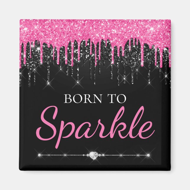 Shock rosa Glam - droppning Glitter vid Gnistra Magnet (Framsidan)