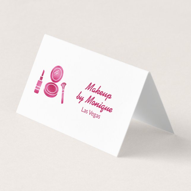 Shock rosa Glam Makeup Artist QR-kod Visitkort (Framsida)