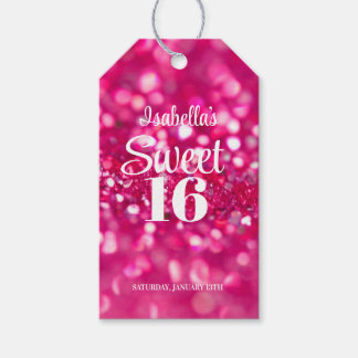 Shock rosa Glam Sweet 16 Birthday Presentetikett