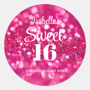 Shock rosa Glam Sweet 16 Birthday Runt Klistermärke