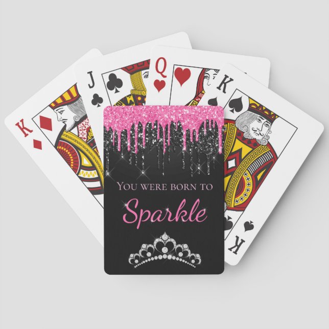 Shock rosa Glitter Born till Gnistra Casinokort (Baksidan)