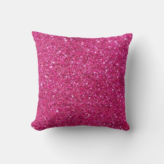 Shock rosa Glitter Dekorativ kudde (Framsida)
