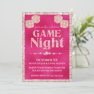 Shock rosa Glitter Dice Dam Game Natt Inbjudningar