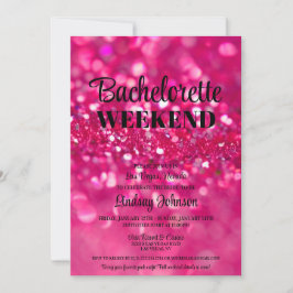 Shock rosa Glitter Glam Bachelorette Party Helg Inbjudningar