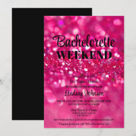 Shock rosa Glitter Glam Bachelorette Party Helg Inbjudningar