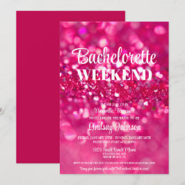 Shock rosa Glitter Glam Bachelorette Party Helg Inbjudningar