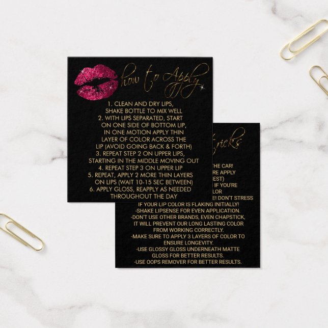 Shock rosa Glitter Läppar 2 - Tillämpning Fyrkantigt Visitkort (Kontor)