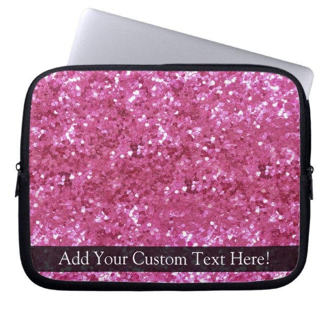 Shock rosa Glitter Laptop Sleeve (Framsidan)