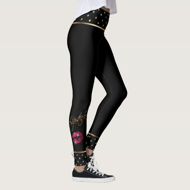 shock rosa Glitter Lipstick Läppar Leggings (Höger)