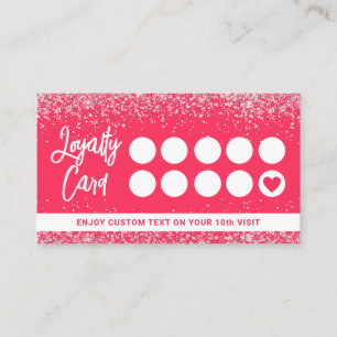 Shock rosa Glitter Nail Artist Beauty Salon Lojalitetskort