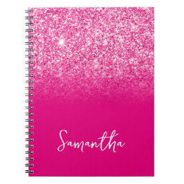 Shock rosa Glitter Ombre Namn Anteckningsbok