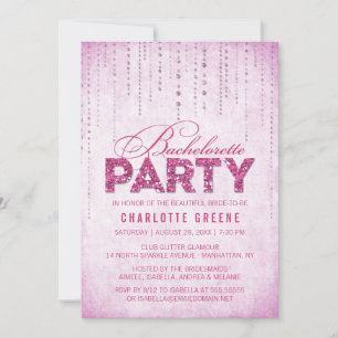 Shock rosa Glitter Se Bachelorette Party Inbjudningar