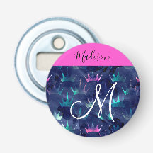 Shock rosa Glitter Sparkles Sjöjungfru Krona Monog