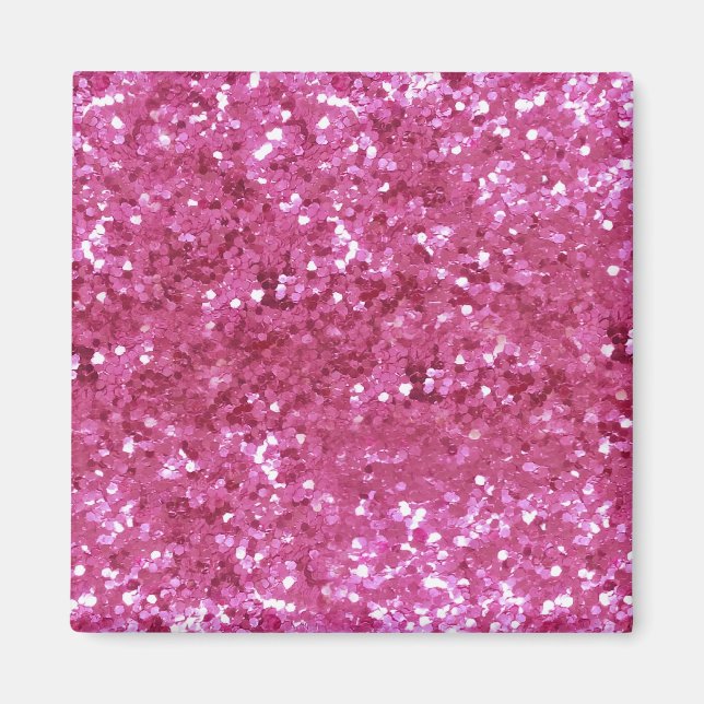 Shock rosa Glitter utseende Magnet (Framsidan)