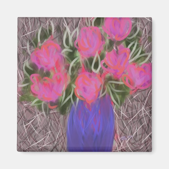 Shock rosa Glow Bouquet Original Art Magnet (Framsidan)