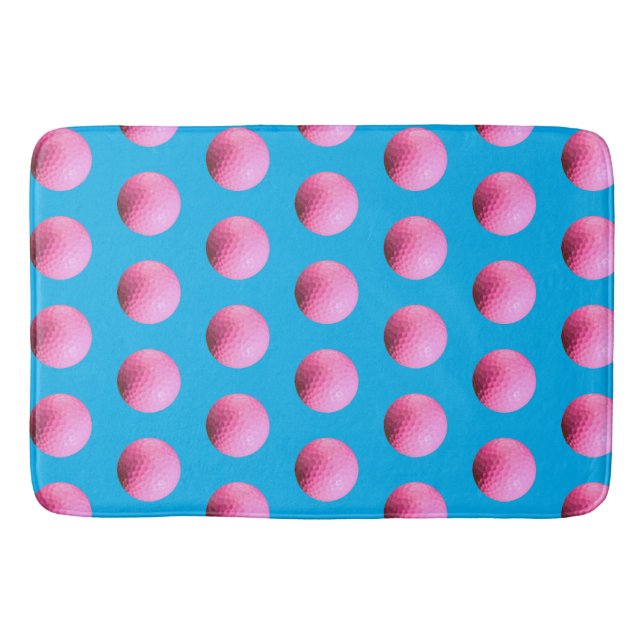 Shock rosa Golf Boll Mönster Blue Bath Mat Badrumsmatta (Framsidan)