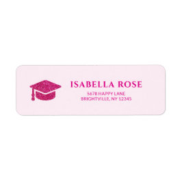 Shock rosa Grad Cap Studenten Mail Returadress Returadress Etikett