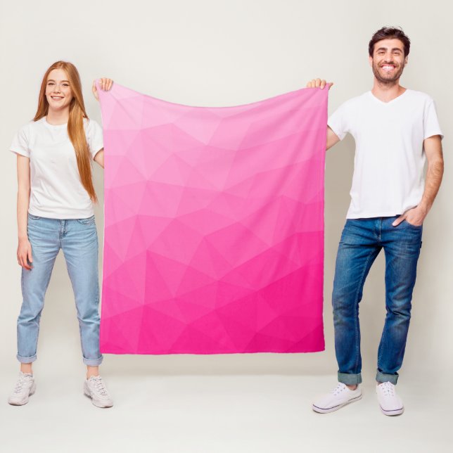 Shock rosa Gradient Geometric Mesh Mönster Fleecefilt (På plats)