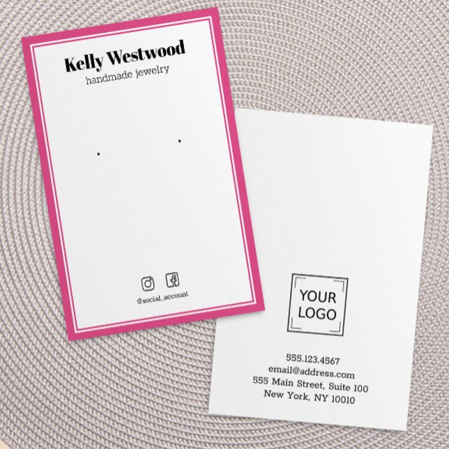 SHOCK ROSA GRÄNS EARRING VISNING LOGOTYP SOCIAL IC VISITKORT (jewelry Fair Display Stand Vibrant Earring Cards for Expos )