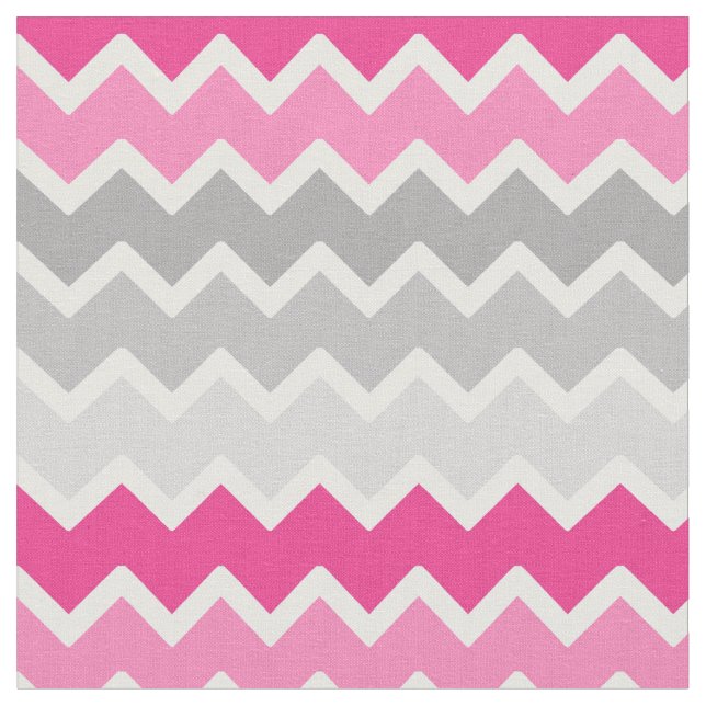 Shock rosa Grått Grått Ombre Chevron Zigzag Mönste Tyg (Närbild)