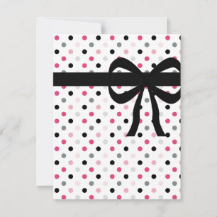 shock rosa Grått, Ljusa rosa och svarta Polka dots Inbjudningar