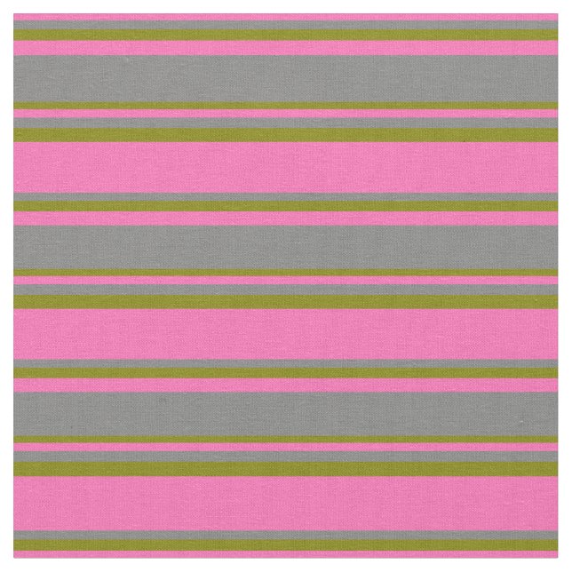 Shock rosa, Grått och Grönt Mönster Tyg (Närbild)