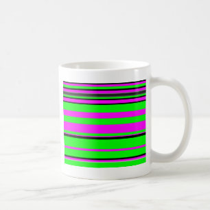Shock rosa Grönt Black Colorful Rand Mönster Kaffemugg
