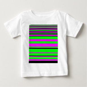 Shock rosa Grönt Black Colorful Rand Mönster T-shirt
