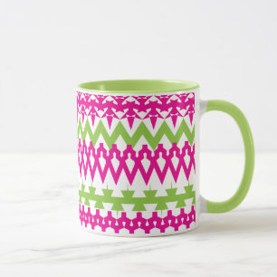 shock rosa Grönt Tribal Chevron Mönster Mugg