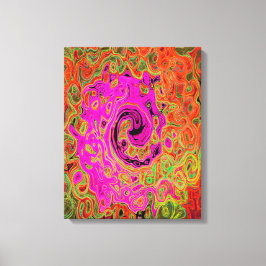 Shock rosa Groovy Abstrakt Retro Liquid Swirl Canvastryck