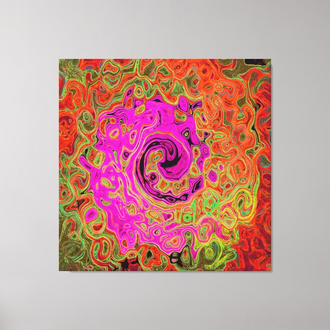 Shock rosa Groovy Abstrakt Retro Liquid Swirl Canvastryck (Framsida)