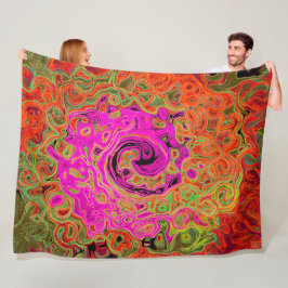 Shock rosa Groovy Abstrakt Retro Liquid Swirl Fleecefilt