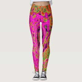Shock rosa Groovy Abstrakt Retro Liquid Swirl Leggings