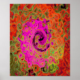 Shock rosa Groovy Abstrakt Retro Liquid Swirl Poster