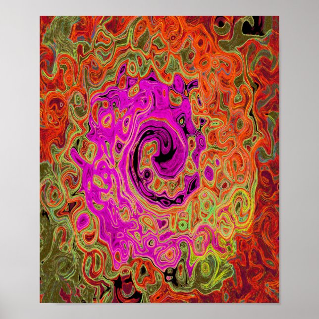Shock rosa Groovy Abstrakt Retro Liquid Swirl Poster (Framsidan)
