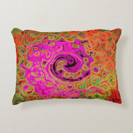 Shock rosa Groovy Abstrakt Retro Liquid Swirl Prydnadskudde
