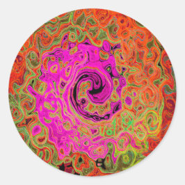 Shock rosa Groovy Abstrakt Retro Liquid Swirl Runt Klistermärke