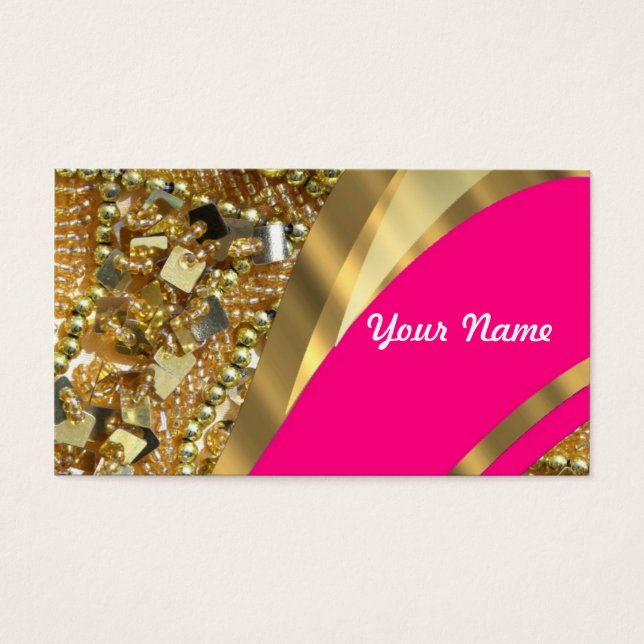 Shock rosa & guld bling visitkort (Framsidan)