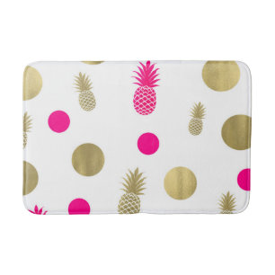 Shock rosa & Guld Dots & Pineapples Roligt SommarC Badrumsmatta