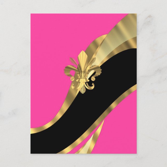 Shock rosa & guld fleur de lys vykort (Framsida)
