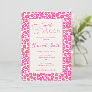 Shock rosa Guld Leopard Mönster Inbjudningar