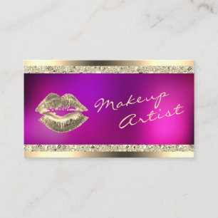 Shock rosa & Guld Makeup Artist Beauty Affärskort Visitkort