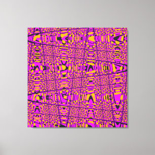 Shock rosa Gult Black Modern Geometric Wave Canvastryck