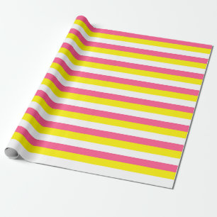 shock rosa, Gult och Vita Rand Presentpapper
