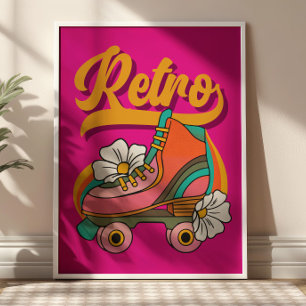 Shock rosa&Gult RETRO-rullskal Poster