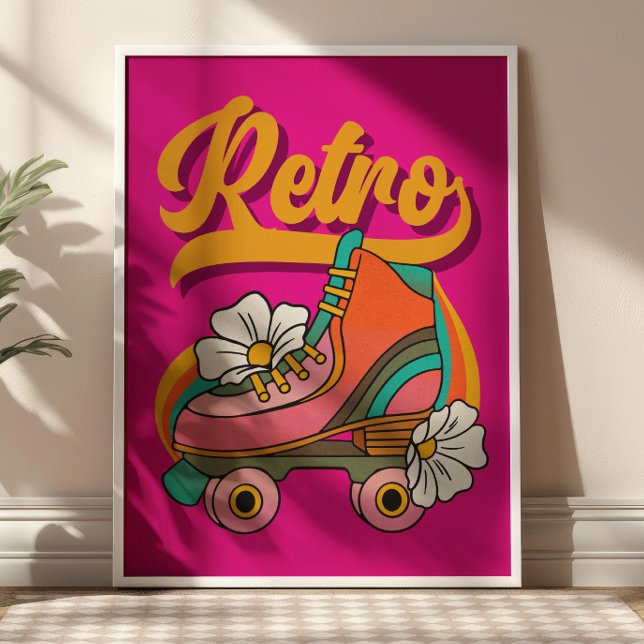Shock rosa&Gult RETRO-rullskal Poster (Skapare uppladdad)